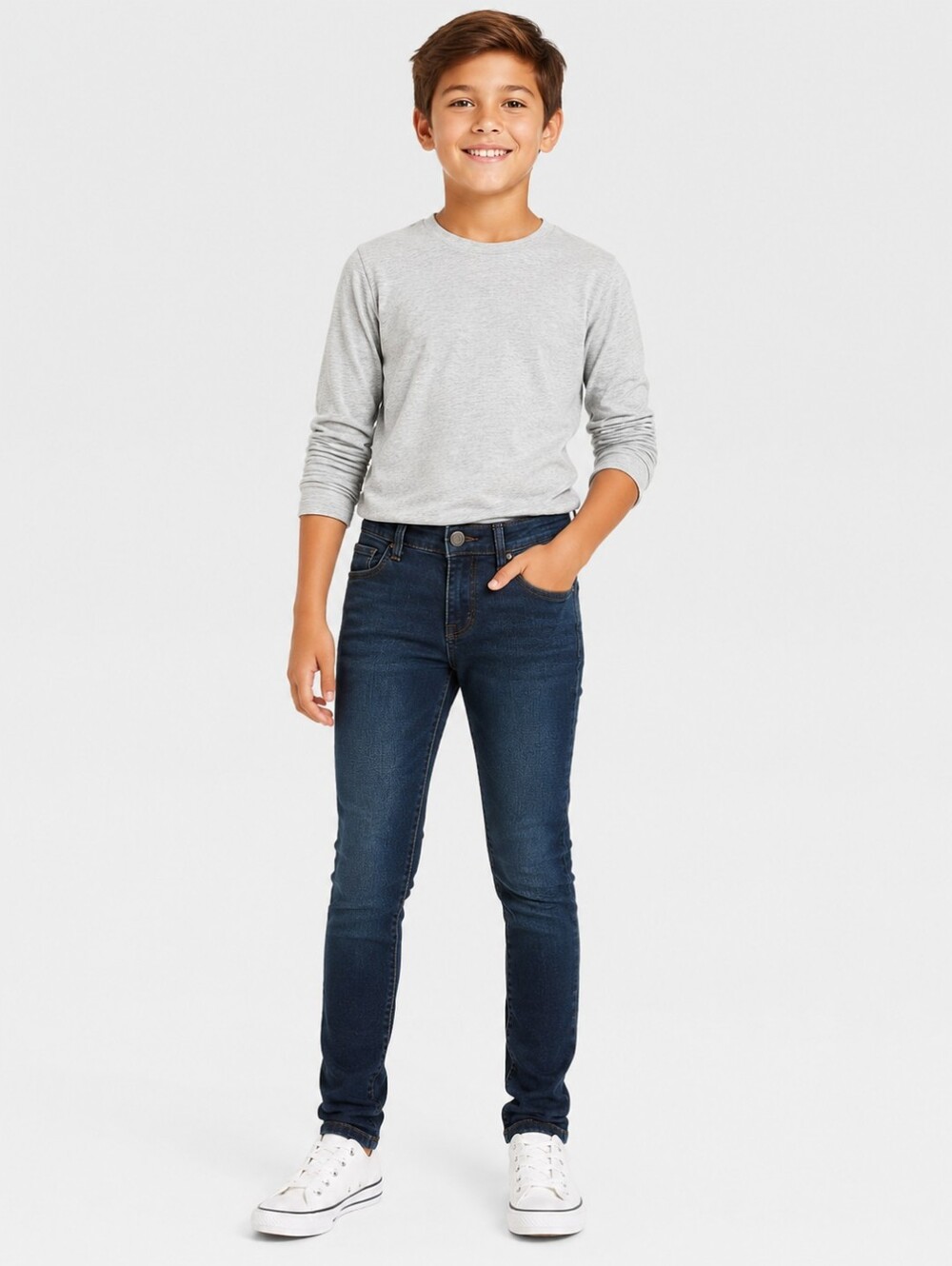 NWT Cat & Jack Boys Skinny Jeans Size 8 Adjustable Waist‎ Dark Wash